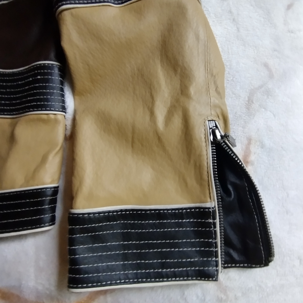 Pamela McCoy color block leather moto jacket - Picture 5 of 11